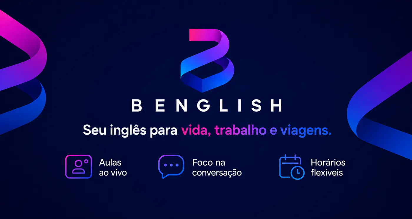 B English — aulas ao vivo, foco na conversação e horários flexíveis