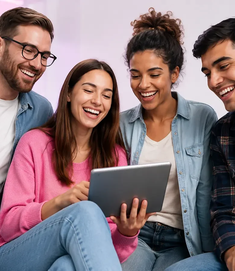 Amigos planejando a viagem e praticando inglês