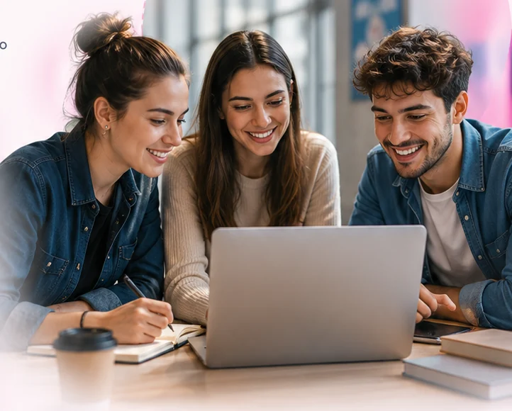 Grupo de estudantes em preparação acadêmica